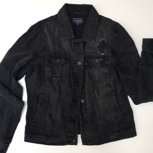 Black distressed jean jacket
